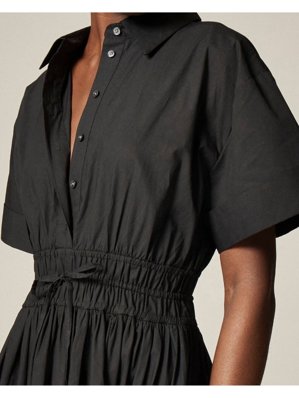 NWT J.Crew Tall Elena Shirt-Dress Midi in Black Solid Cotton Shirtdress 8T - Picture 2 of 7
